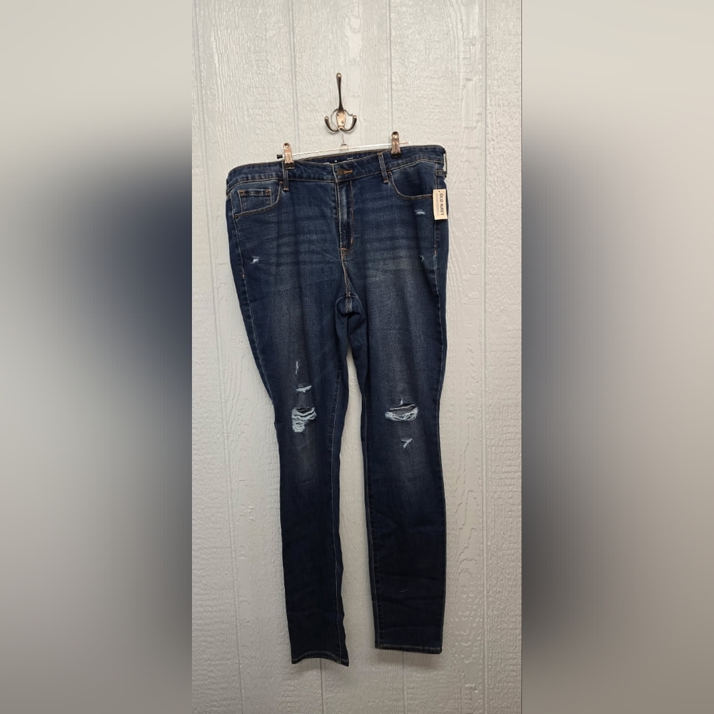 NWT 16 Tall Old Navy Dark Blue Mid Rise Pop Icon Skinny Jeans